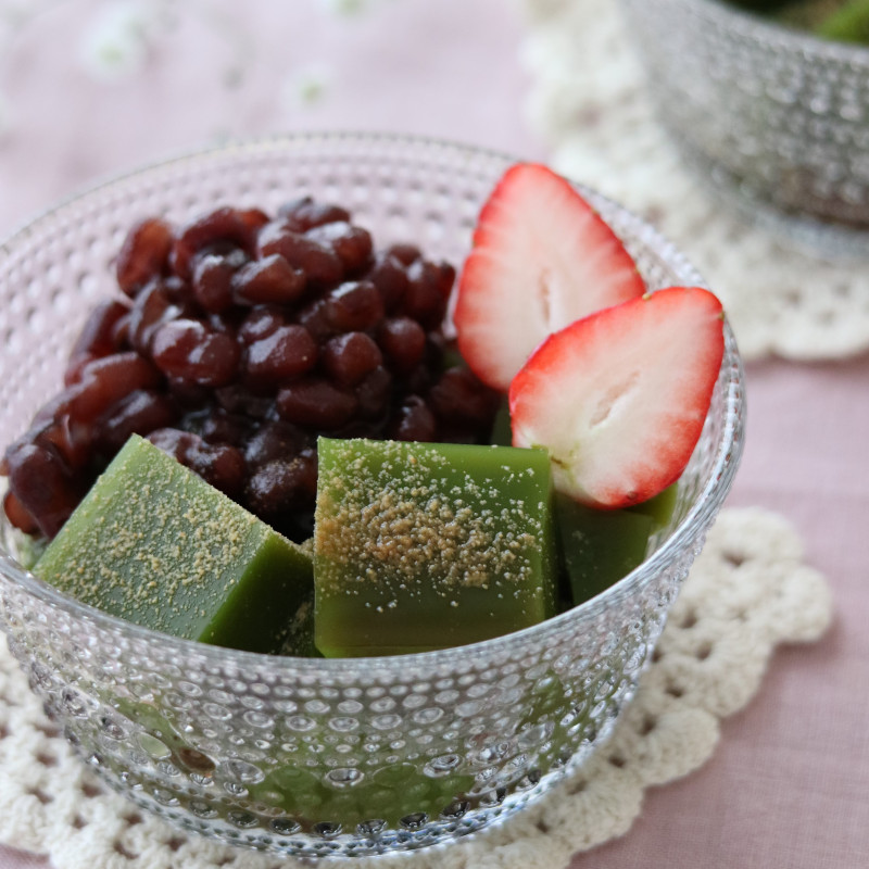 黒蜜きなこの抹茶寒天