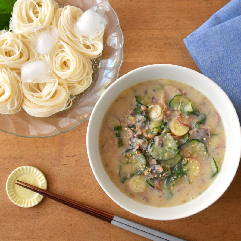 白いんげん豆スープの冷や汁風