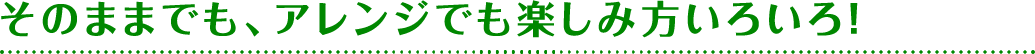 そのままでも、アレンジでも楽しみ方いろいろ!